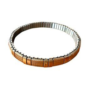 Expandable Rose Gold-Tone Bracelet With Textured Design For Women